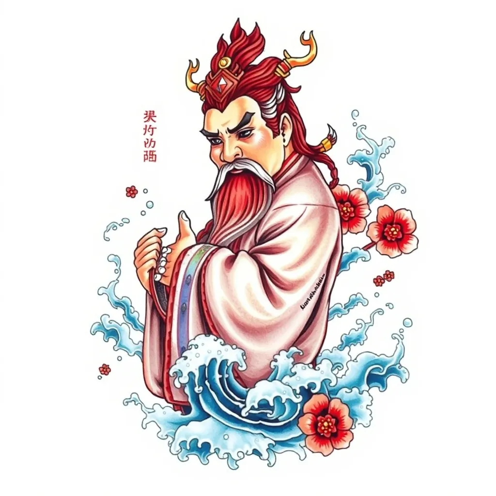 赵公明 周围有水元素 tattoo