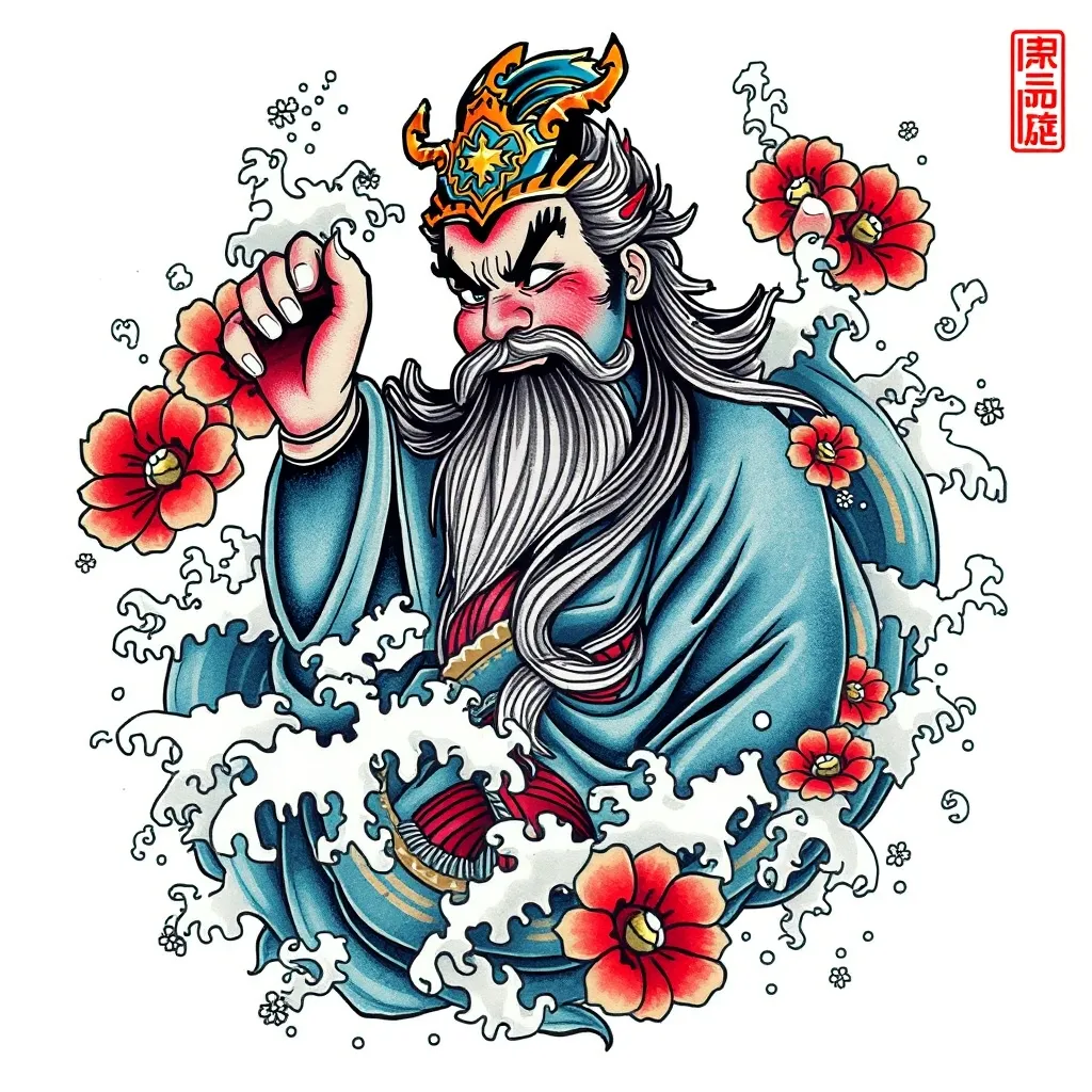 赵公明 周围有水元素 tatuaje