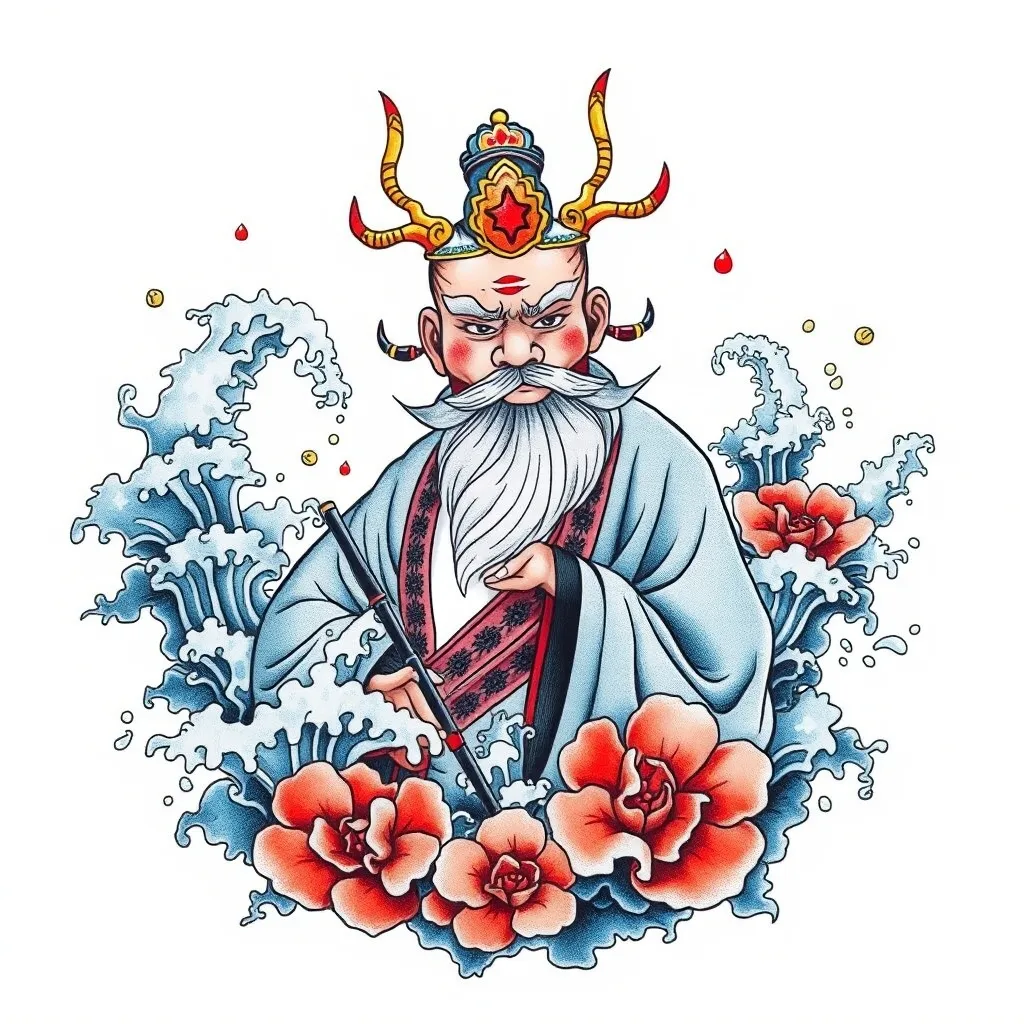  赵公明 周围有水元素包围 татуировка