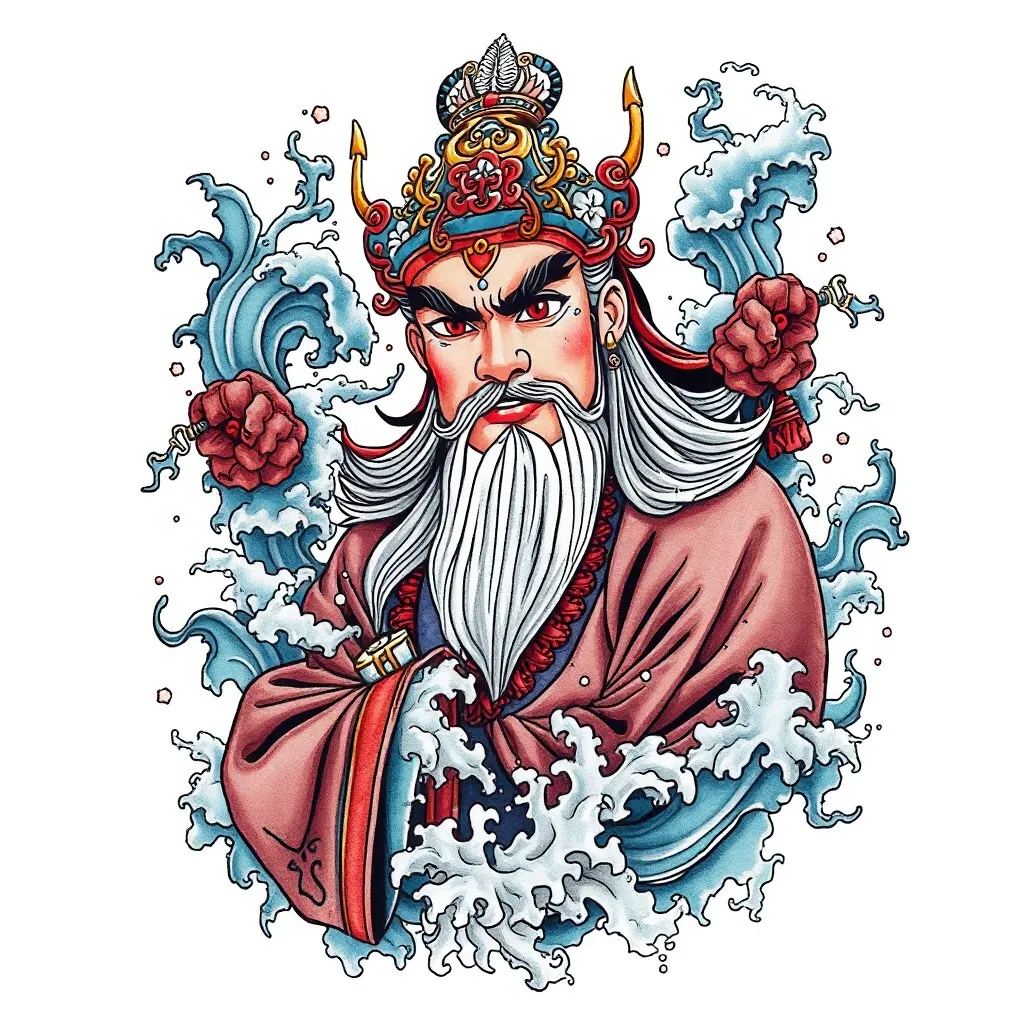 赵公明 周围有水元素 端庄威武霸气  문신