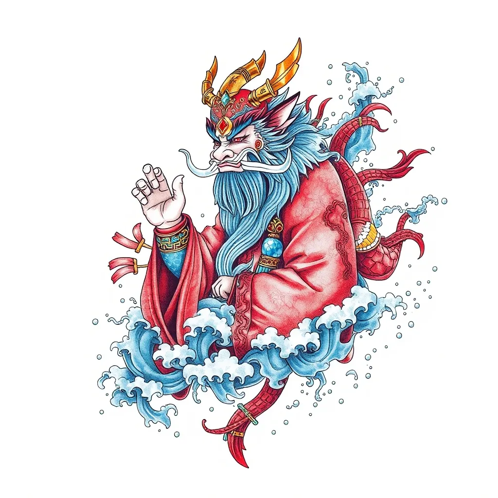 赵公明 周围有水元素  威武霸气 문신