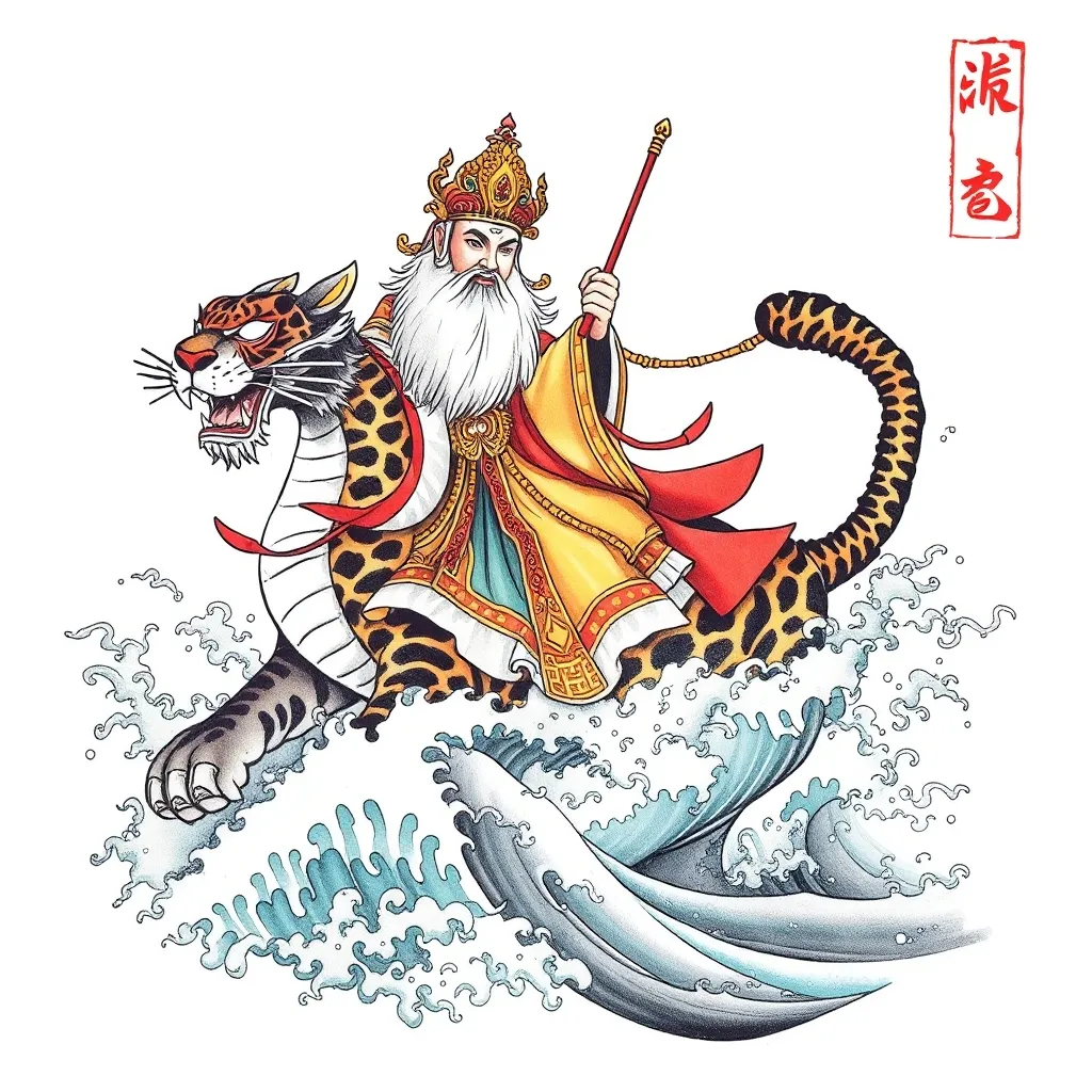 财神赵公明加坐骑黑虎 海上踏浪 τατουάζ