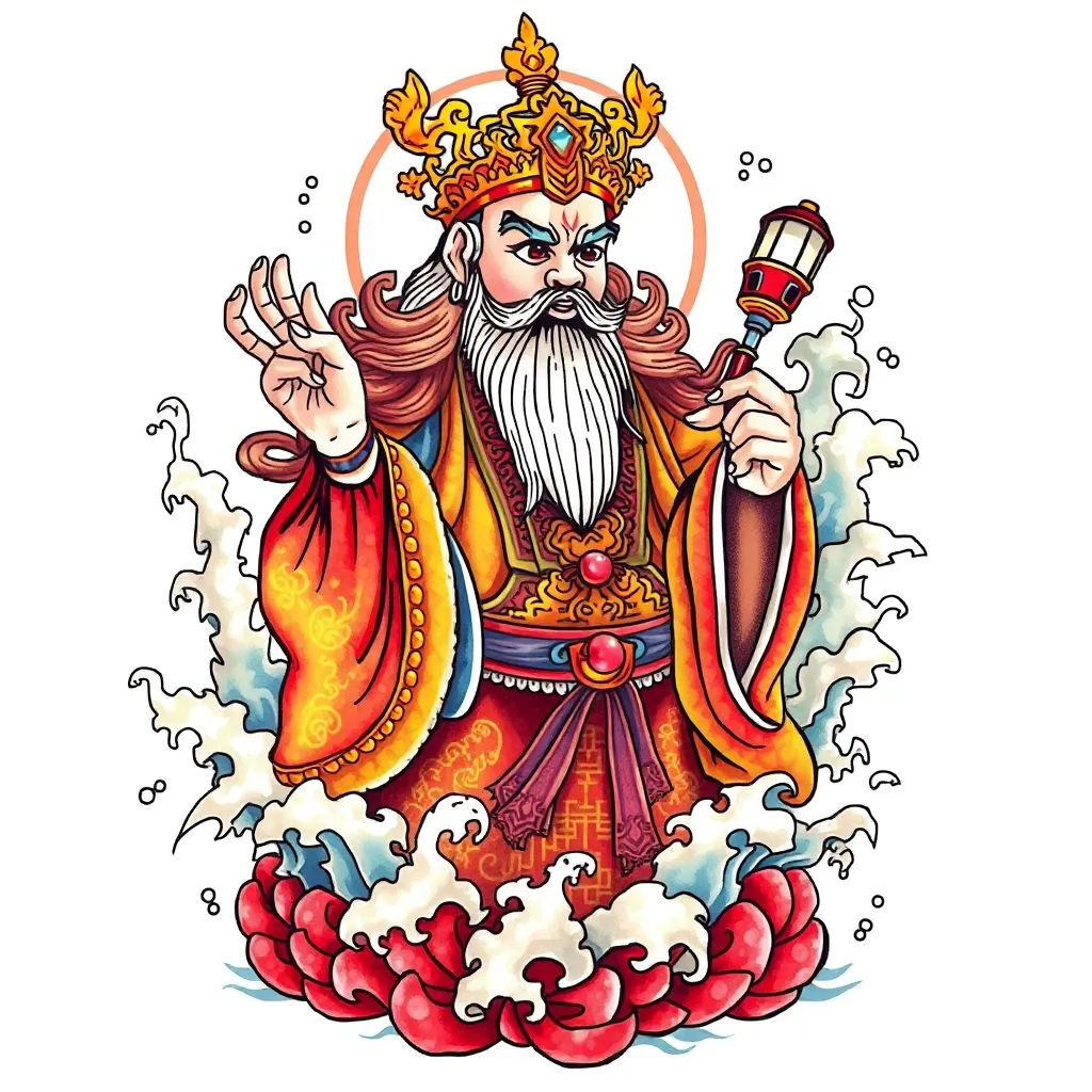 财神赵公明 周围有水元素 入れ墨