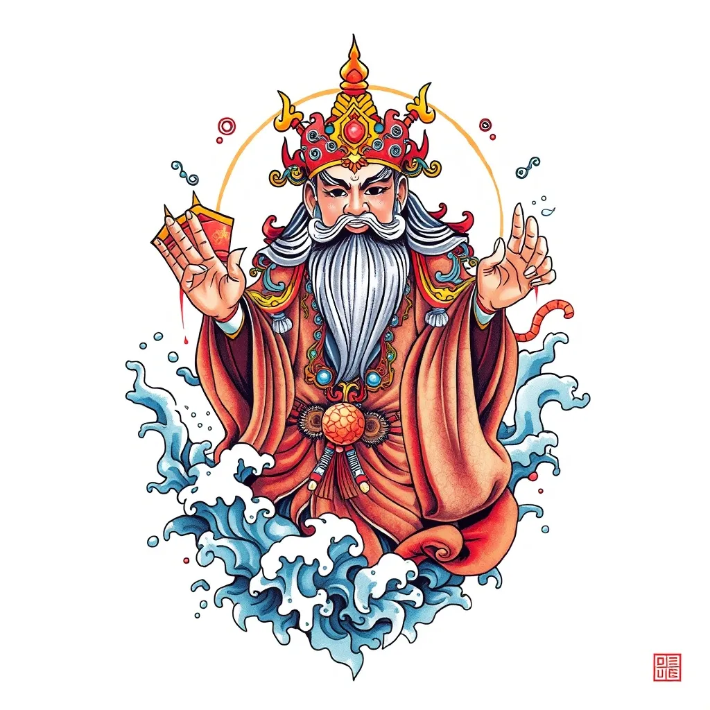 财神赵公明 周围有水元素 Tätowierung