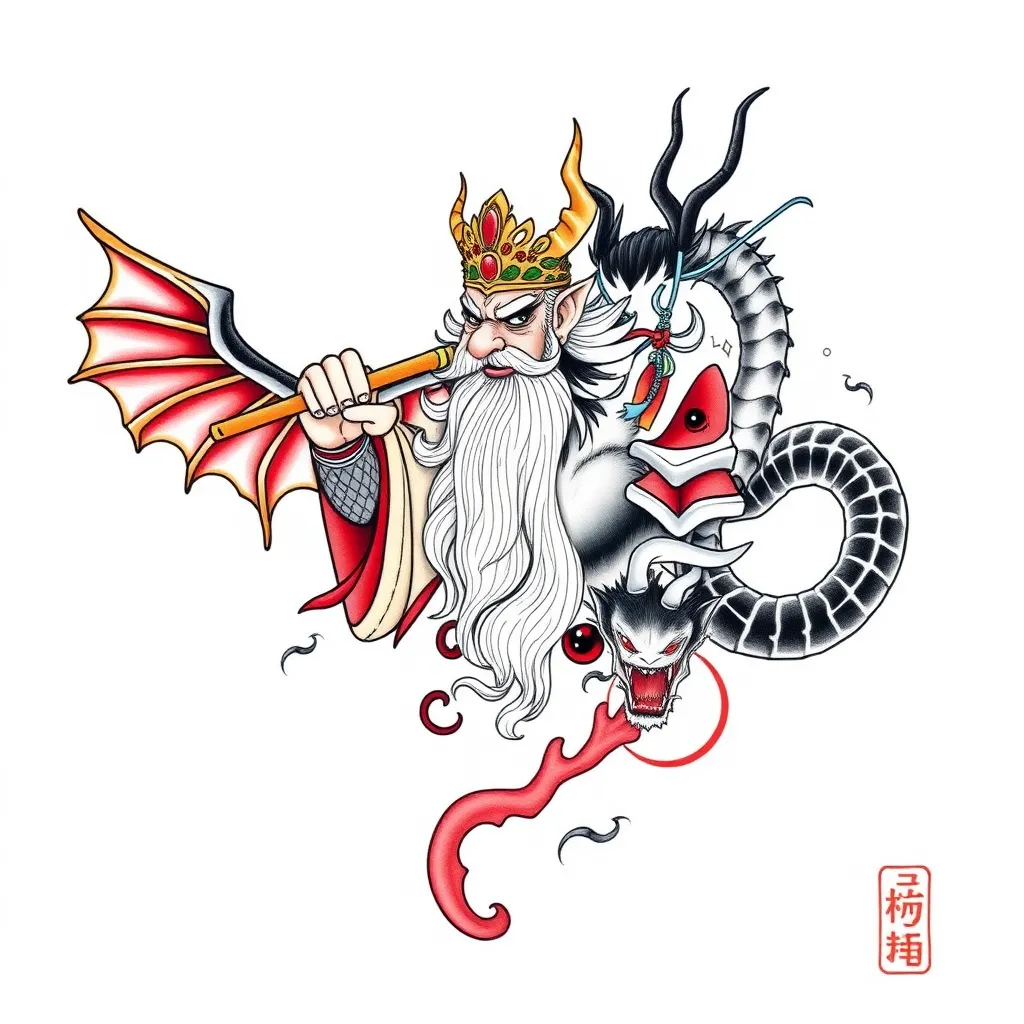 钟馗，阎王，黑白无常 tattoo