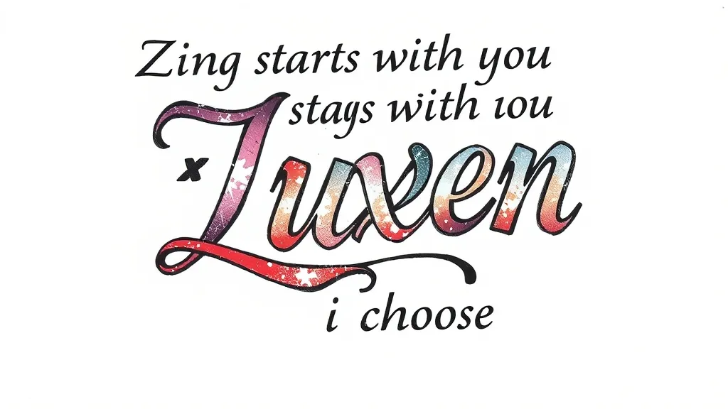 Zing starts with you,
Love stays with you,
Queen, I choose you.
设计一个10cm*5cm的纹身,一句一段,带有“xx”字母元素,把“xx”也设计一下
وشم